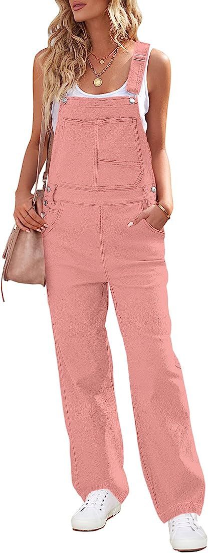 luvamia Overalls Women Loose Fit Denim Bib Baggy Overall Jumpsuit Straight Wide Leg Stretchy Jean... | Amazon (US)