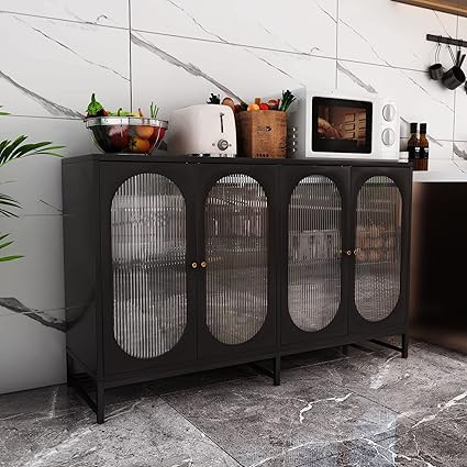 FOKWE Modern Accent Sideboard Cabinet with Glass Doors, Freestanding Storage Cupboard Console Tab... | Amazon (US)