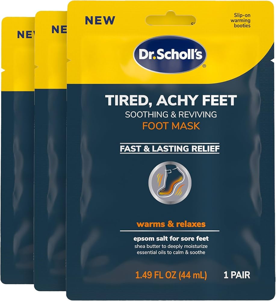 Dr. Scholl's® Tired, Achy Feet Soothing & Reviving Foot Mask, 3 Pair, Warming Booties | Amazon (US)