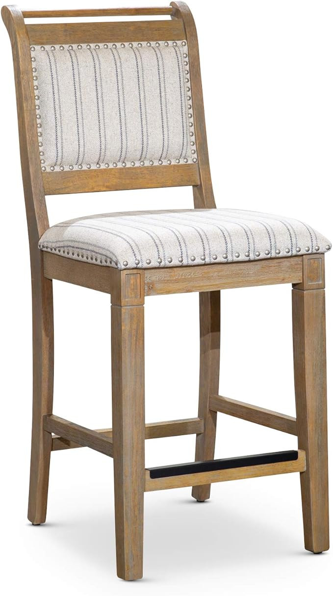 DTY Indoor Living Centennial 24" Counter Stool, Rustic Gray, Stripe Fabric | Amazon (US)