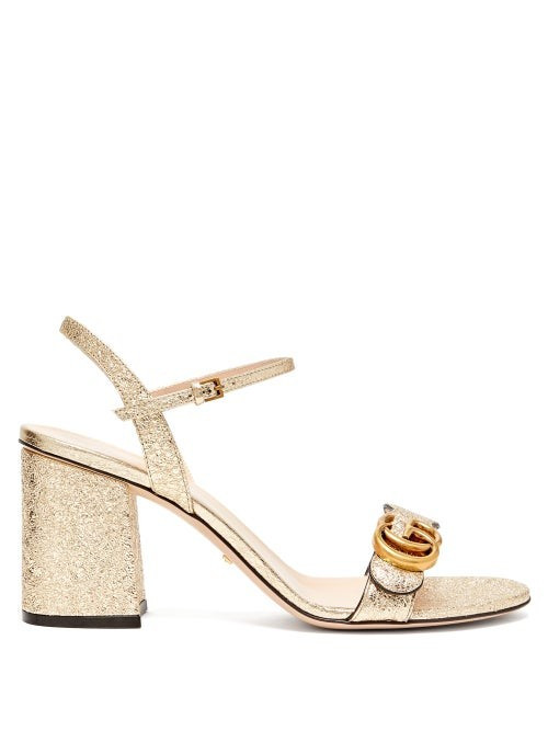 Gucci - GG Marmont Metallic-leather Sandals - Womens - Gold | Matches (US)