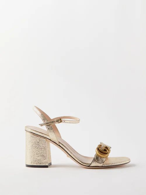 Gucci - GG Marmont Metallic-leather Sandals - Womens - Gold | Matches (US)