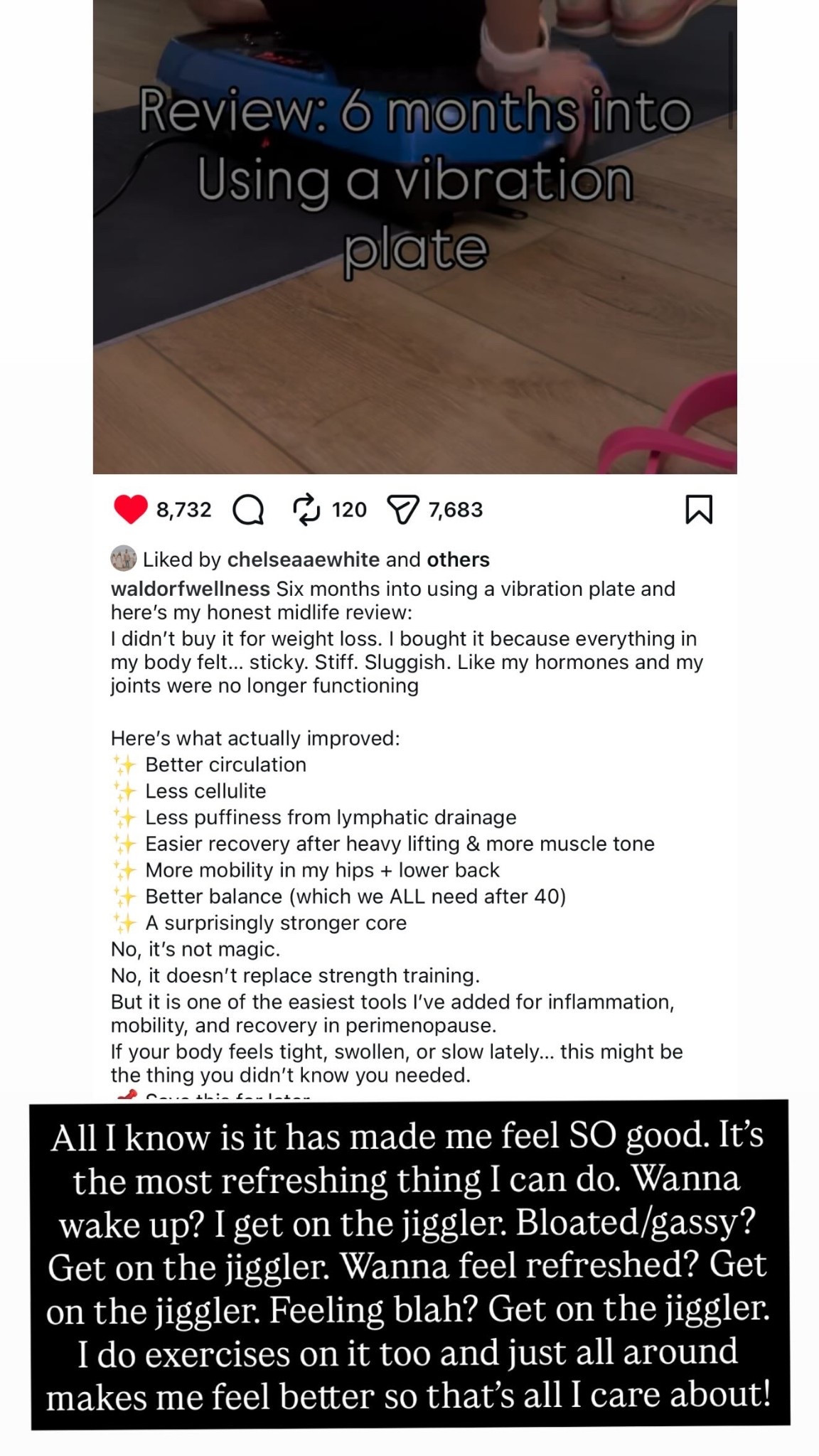 All I know is it has made me feel SO good. It’s the most refreshing thing I can do. Wanna wake up? I get on the jiggler. Bloated/gassy? Get on the jiggler. Wanna feel refreshed? Get on the jiggler. Feeling blah? Get on the jiggler. I do exercises on it too and just all around makes me feel better so that’s all I care about!