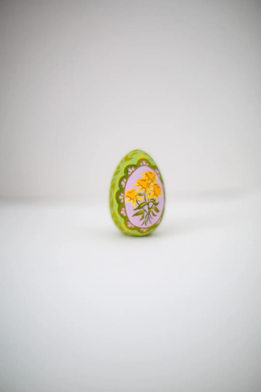 Heirloom Wooden Easter Eggs - Daffodils on Chartreuse Green - All Over Leaf Print - 2.5" Smaller ... | Etsy (US)