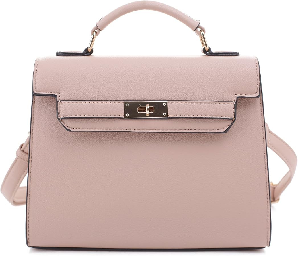 EVVE Women's Top Handle Satchel with Detachable Strap Small Pebbled Leather Fashion Crossbody Bag | Amazon (US)