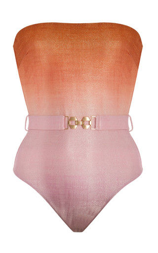Golden Strapless Metallic Lurex One-Piece Swimsuit | Moda Operandi (Global)