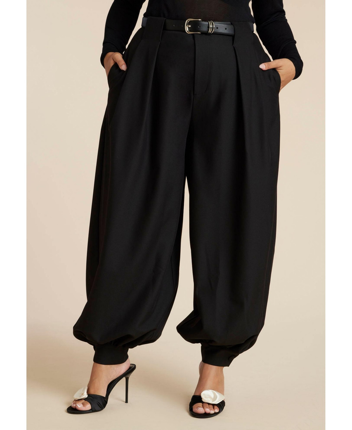 Eloquii Women's Balloon Trouser With Pleats - Black onyx | Macy's