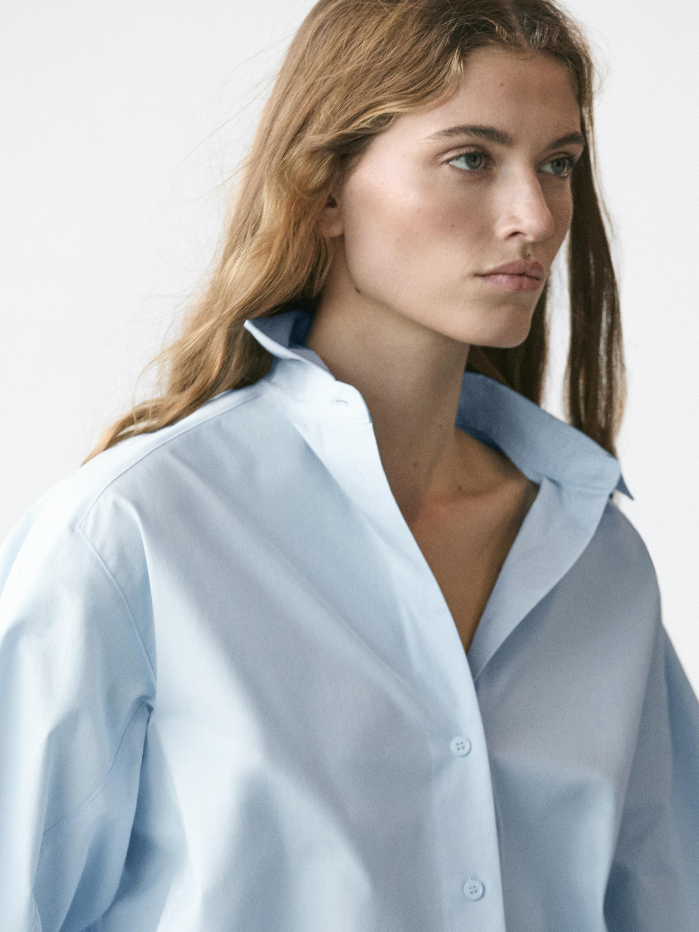 Raglan sleeve poplin shirt | Massimo Dutti UK