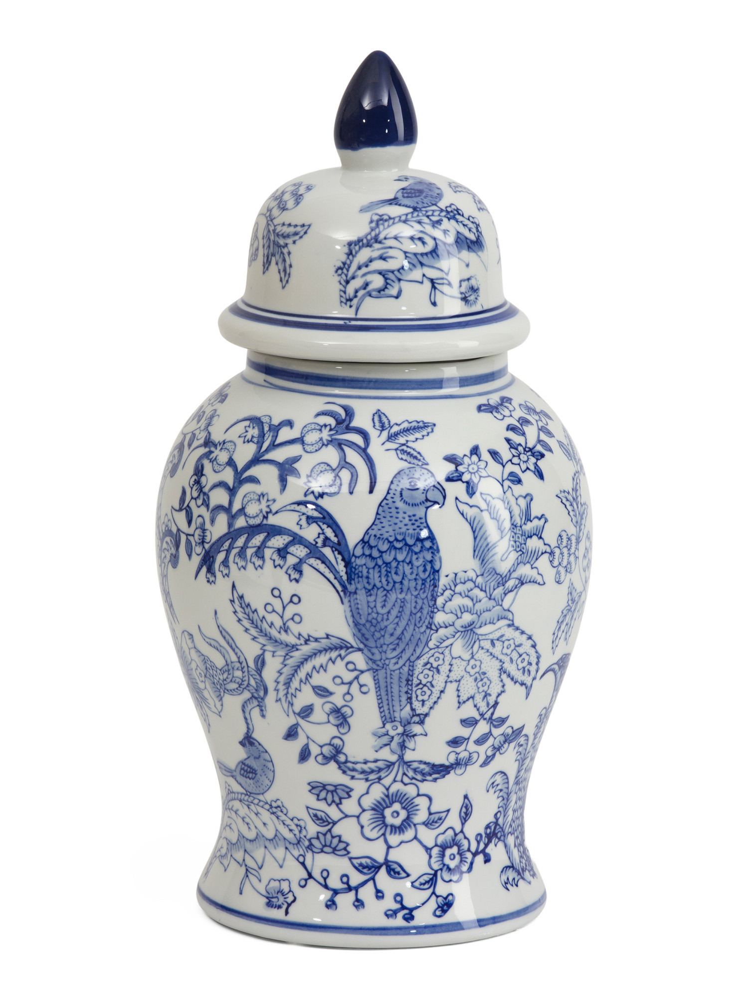7x14.25 Parrot Chinoiserie Ceramic Jar With Lid | TJ Maxx