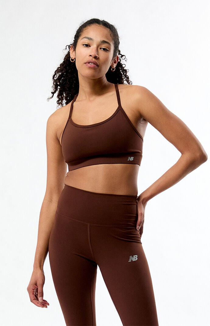 New Balance Women's Active Essential Yoga Sports Bra in Brown - Size Small | PacSun