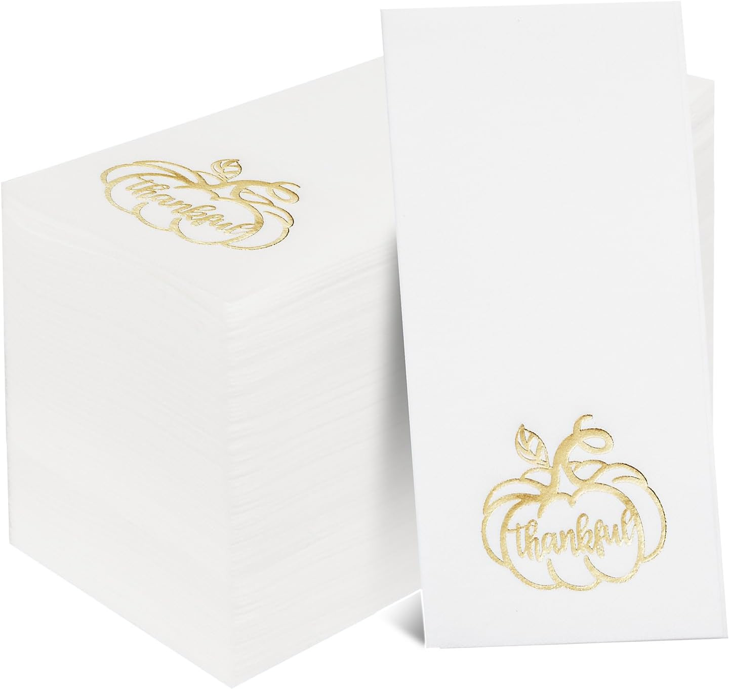 Nervure 50PCS Thanksgiving Cloth Like Paper Napkins with Gold Pumpkin | Amazon (US)