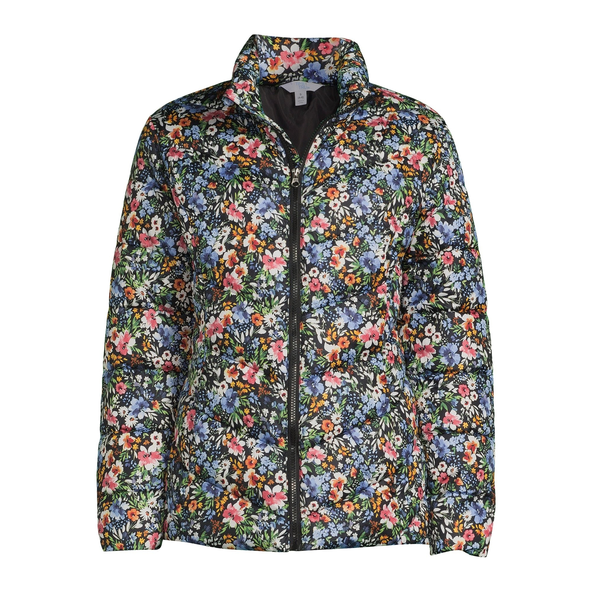 Time and Tru Women's Chevron Midweight Puffer Jacket, Sizes XS-3X - Walmart.com | Walmart (US)