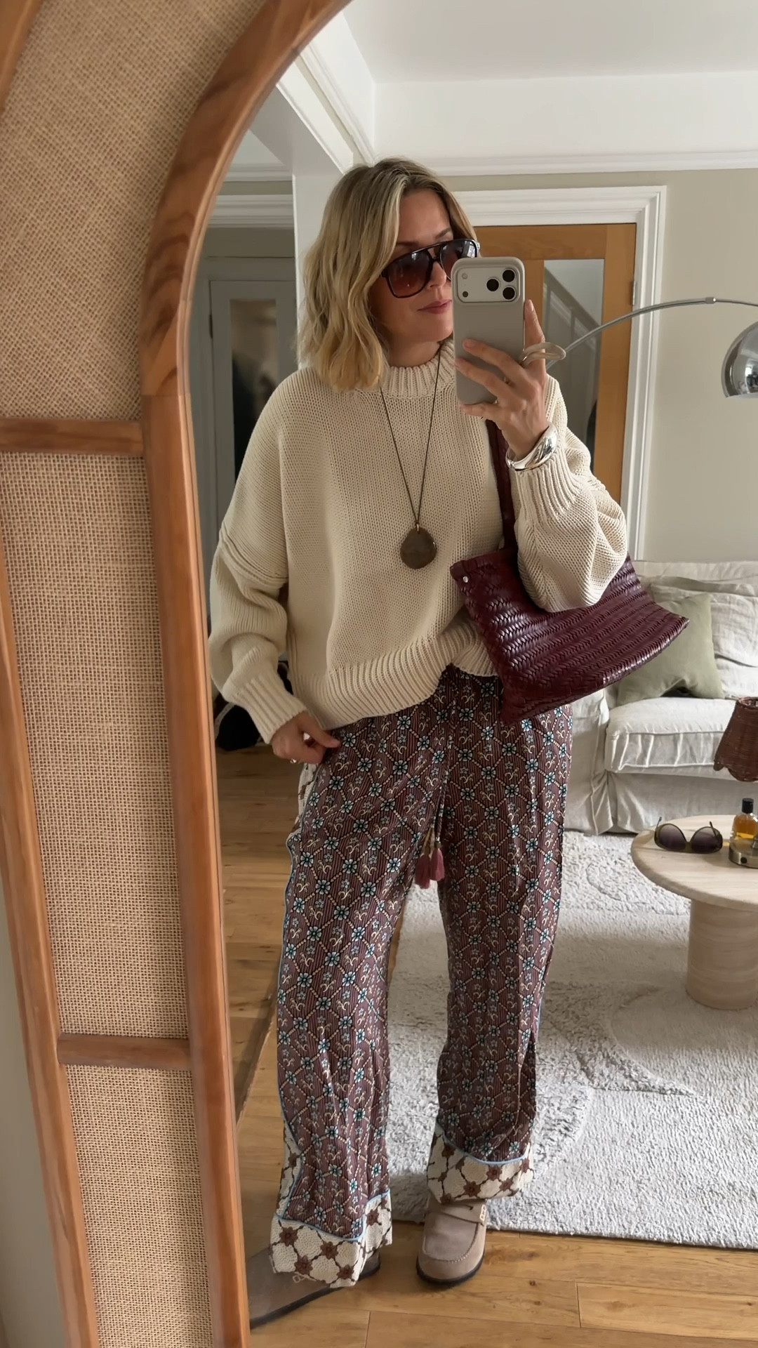 Cream knit, spring outfit, woven leather bag, pendant necklace 

#LTKspringtrends #LTKuk #LTKspring