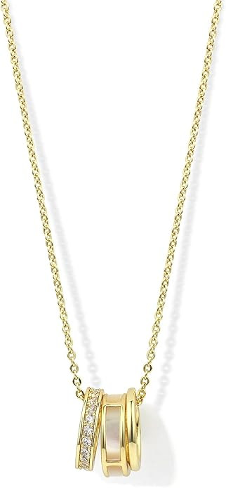14k Gold Plated Circle Pendant Necklace for Women Dainty CZ Gold Necklace for Women | Amazon (US)