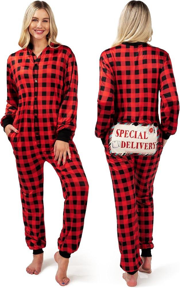 Giggling Getup Women Christmas Plaid Pajamas Outfit, Christmas Adult Flannel Pajamas Women Red | Amazon (US)