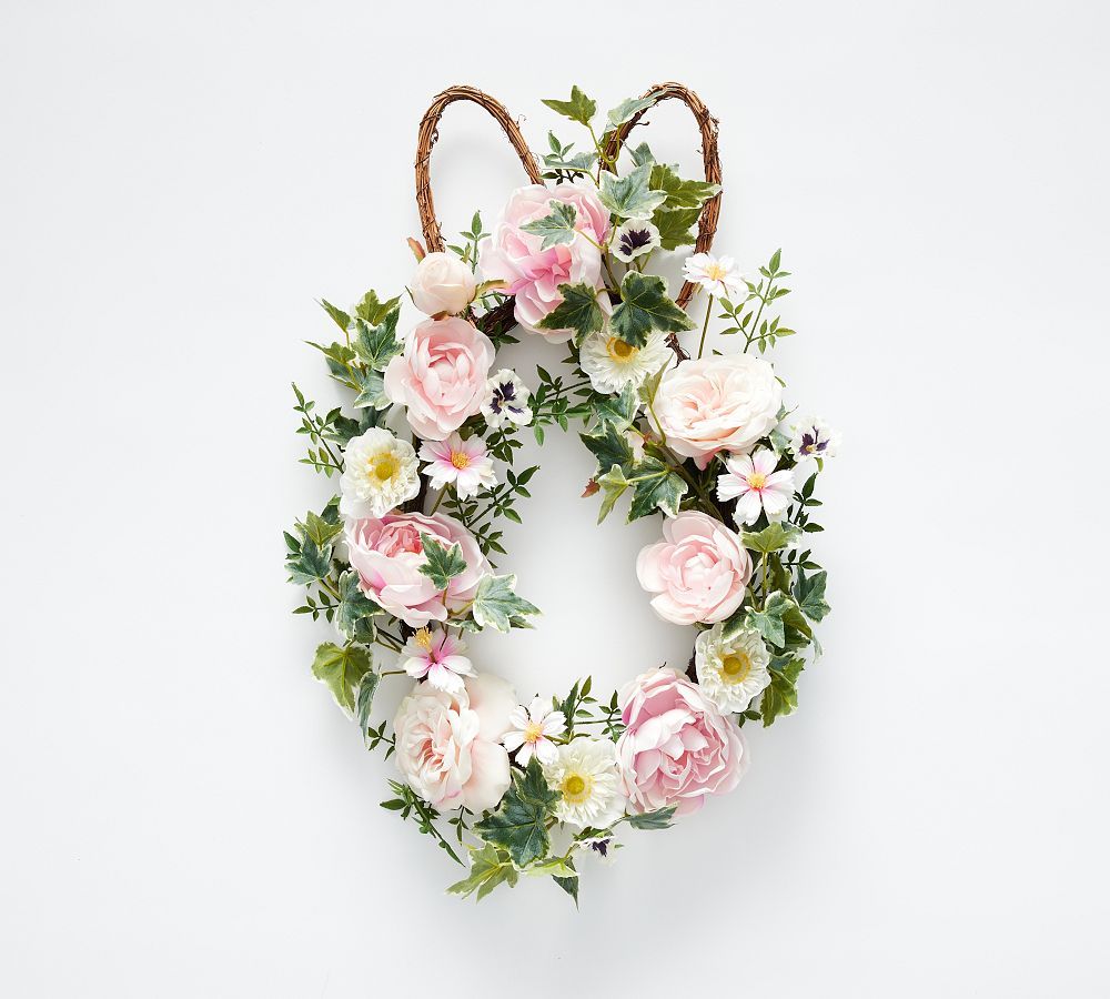 Faux Floral Bunny Shaped Wreath | Pottery Barn (US)