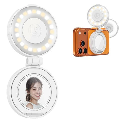 Magnetic Selfie Light, Upgraded ULANZI LM23 360° Phone Ring Light for iPhone Magsafe with Mirror & Stand, LED Phone Fill Lights for Selfies/Video Calls/Conference/Vlogging/Makeup - White | Amazon (US)
