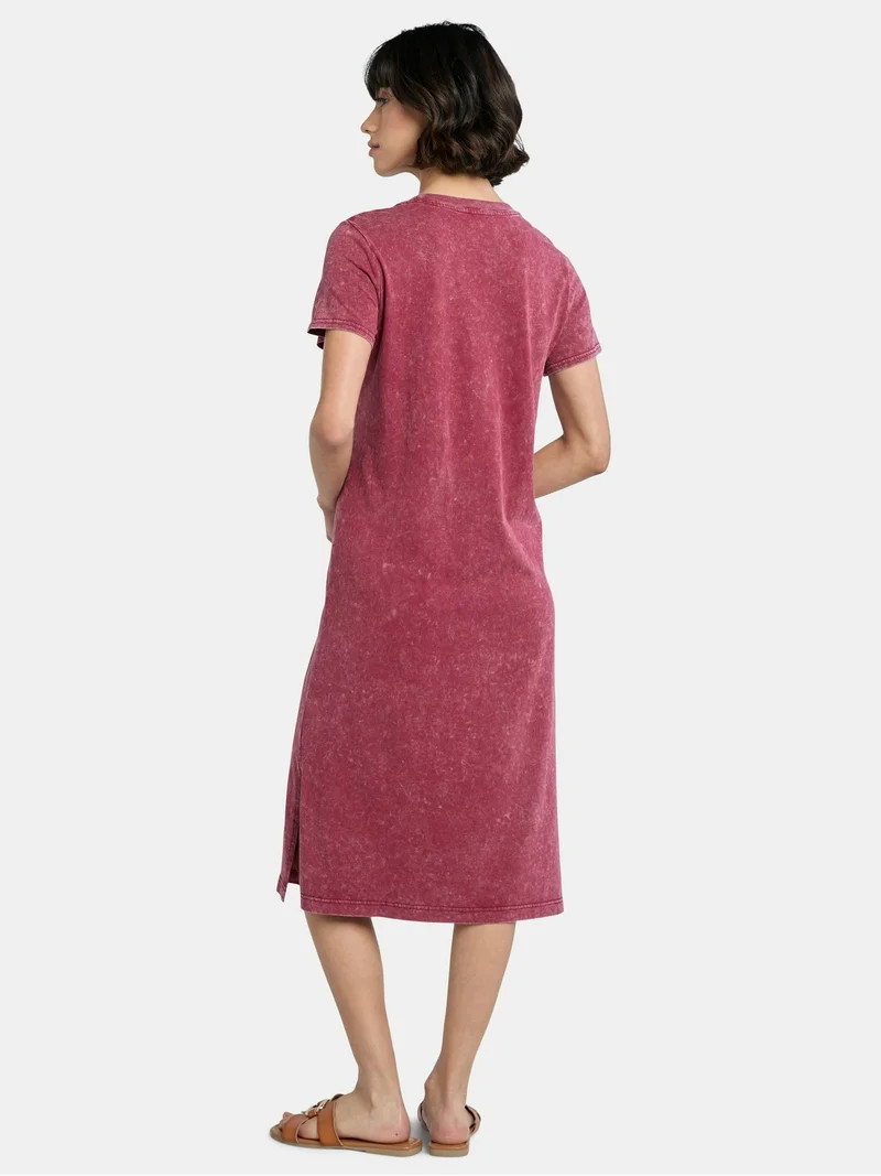 Time and Tru Women's Midi T-Shirt Dress with Short Sleeves, Sizes XS-XXXL - Walmart.com | Walmart (US)