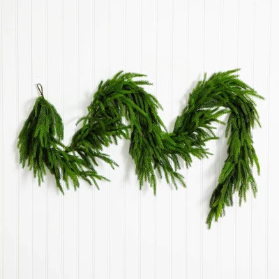 10' Artificial Real Touch Norfolk Island Pine Garland with Natural Look | Nearly Natural
