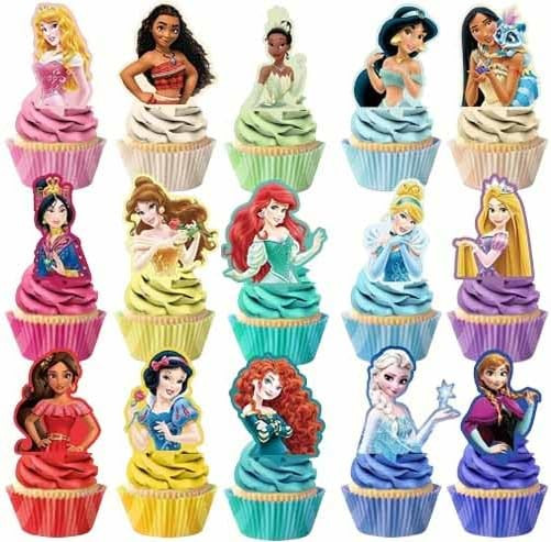 30 Pcs Cute Princess Cartoon Cake Toppers, Cupcake Decorations Birthday Cake, Cute Anime Princess... | Amazon (US)
