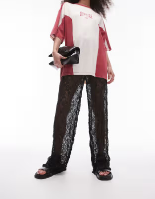 Topshop lace straight leg pants in black | ASOS (Global)