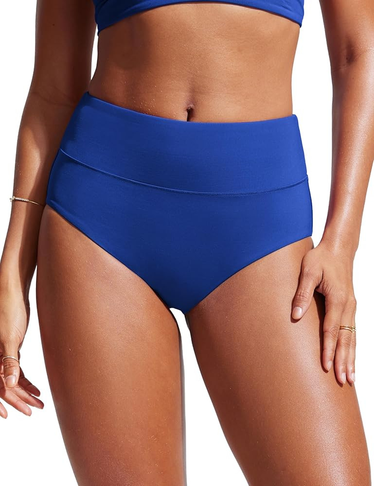 CRZ YOGA Womens High Waisted Bikini Bottom Full Coverage Tummy Control Bathing Suit Wide Waistban... | Amazon (US)