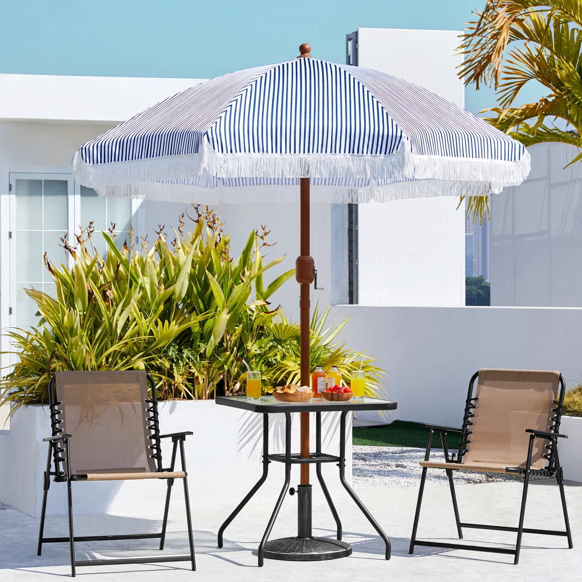 90” Tilt Beach Patio Umbrella with Fringe | Wayfair North America