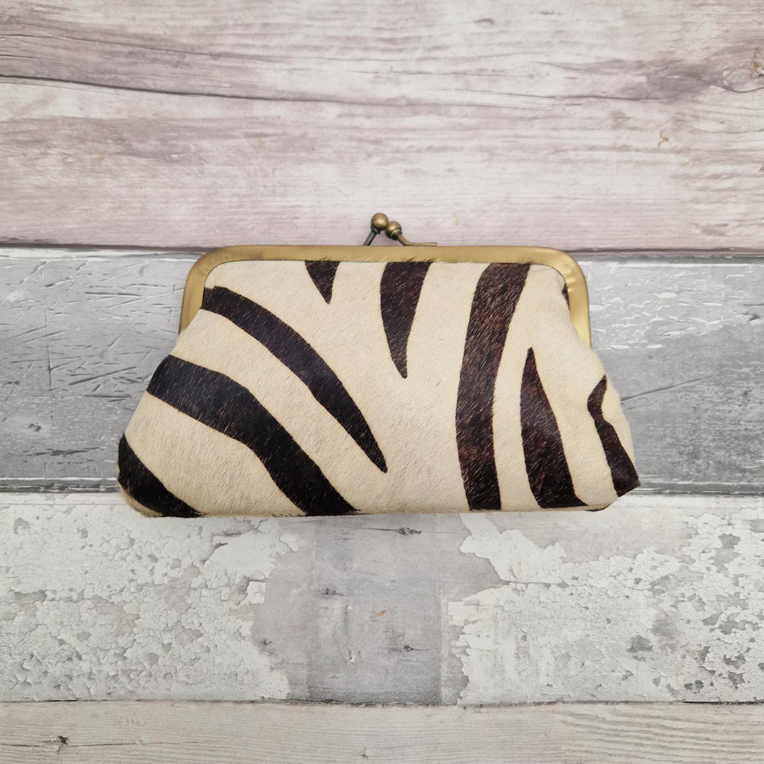 Nisha - Animal Print Clutch Bag Made From Upcycled Leather. Fully Lined With Card Slots Built In.... | Etsy (US)
