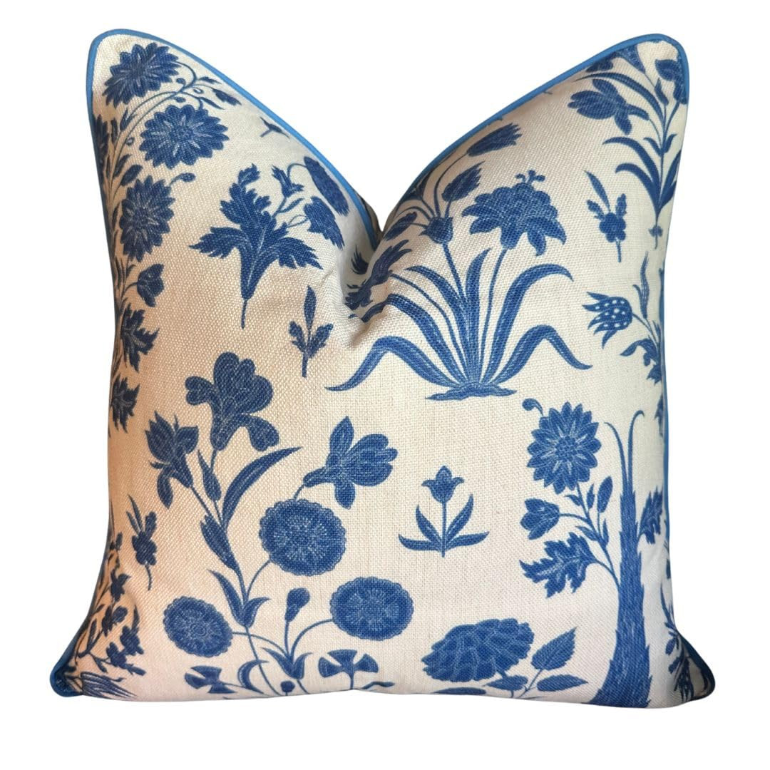 Williamsburg Pillow Cover Throw Pillow for Home Grandmillennial Floral Bright Blue and White Pill... | Amazon (US)