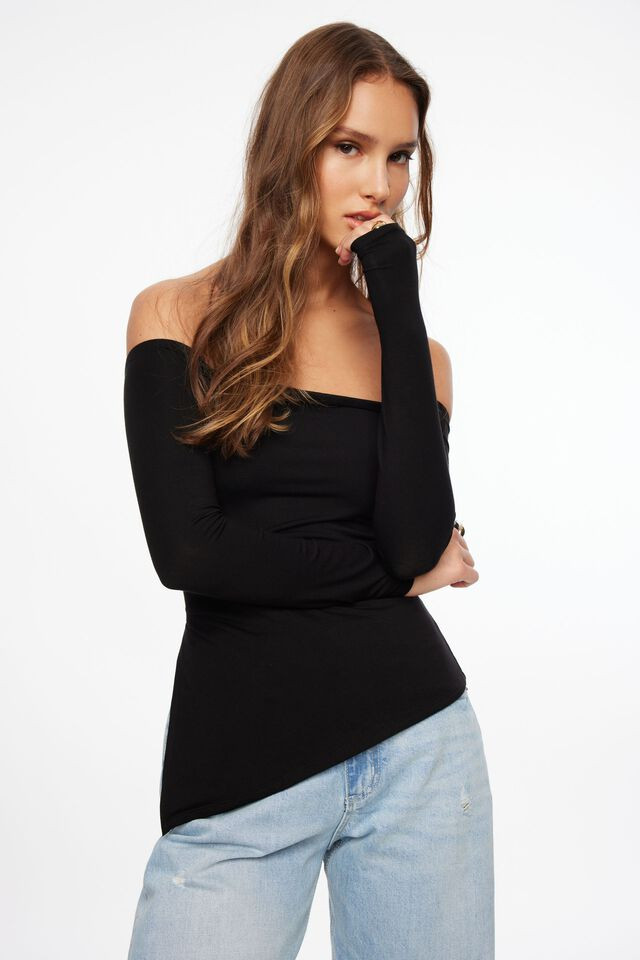 Off Shoulder Tunic Slit Top | Dynamite Clothing