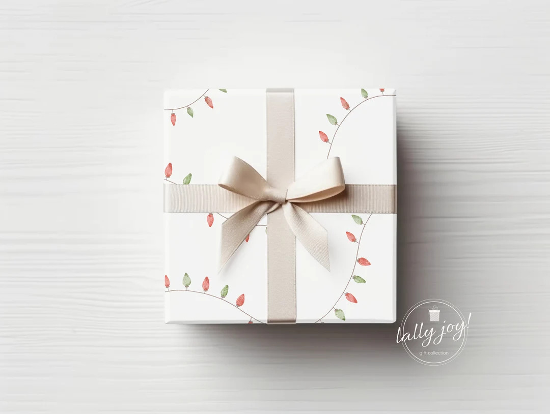 Christmas Lights Gift Wrap Holiday Wrapping Paper - Etsy | Etsy (US)