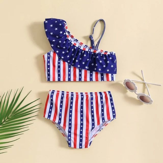 Shldybc 4th of July Swimsuit Sets, Infant Baby Girl Bikini Swimsuit Swimwear Toddler Bathing Suit... | Walmart (US)