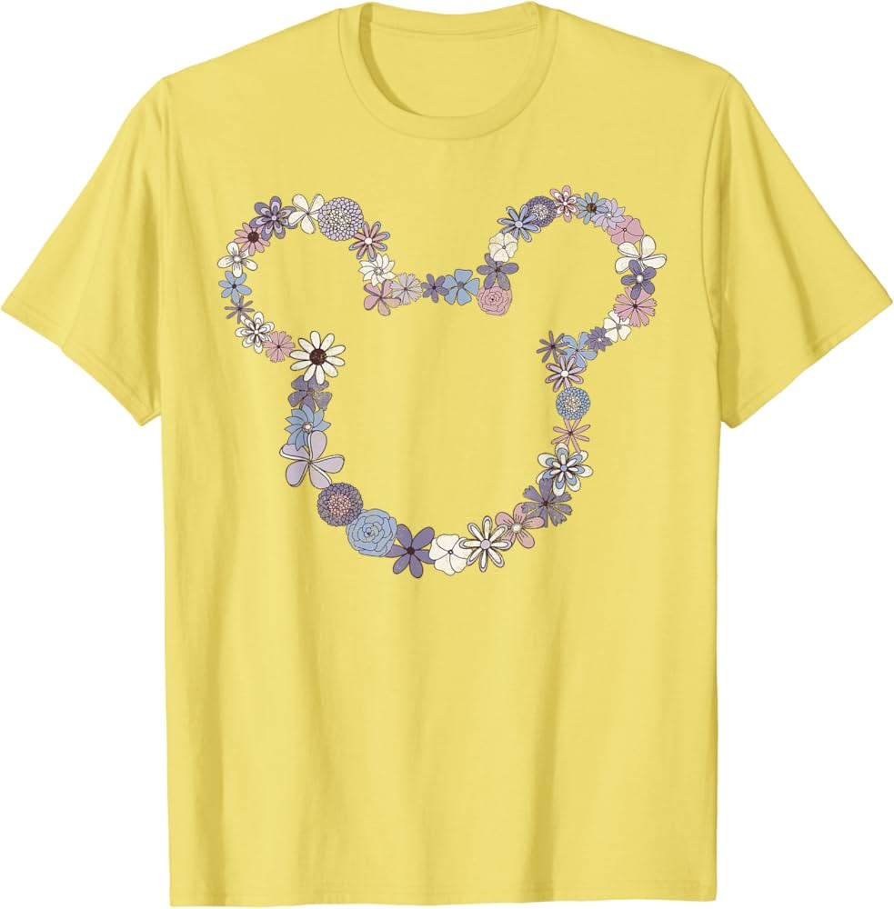 Disney Mickey & Friends Mickey Floral Outline T-Shirt | Amazon (US)
