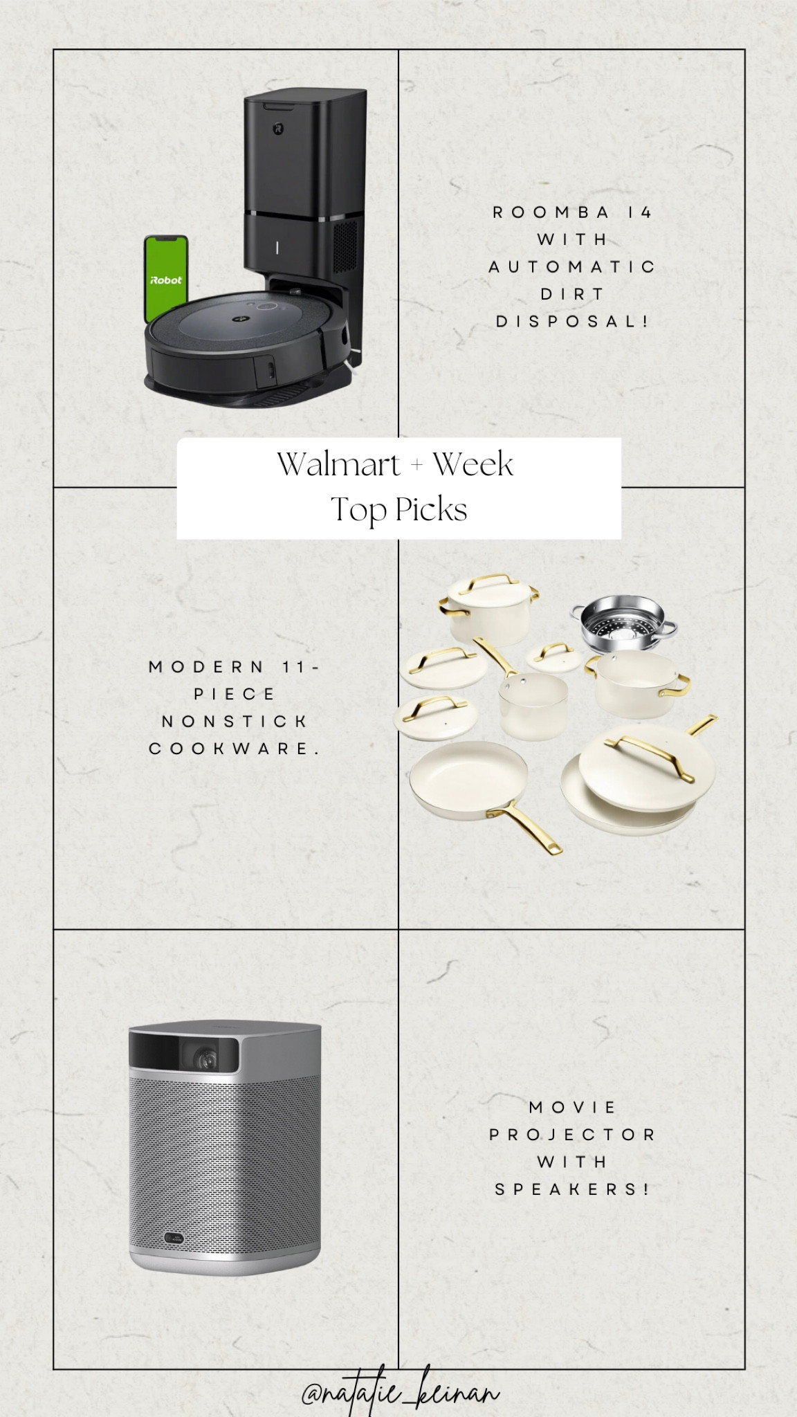 Walmart + week top home picks!!
Roomba i4, 11 piece nonstick cookware, portable projector with speaker 



#LTKxWalmart #LTKSeasonal #LTKSaleAlert
