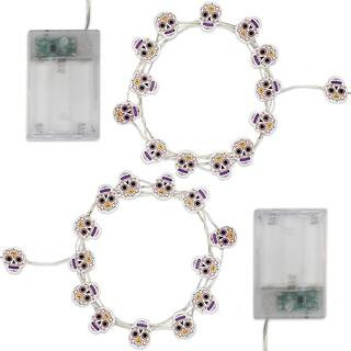 LUMABASE 11 ft. 30-Lights LED Cool White Battery Operated Fairy String Lights with Sugar Skull Mo... | The Home Depot