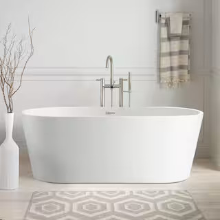 Vanity Art Bordeaux 54 in. Acrylic Flatbottom Freestanding Bathtub in White VA6815-XS - The Home ... | The Home Depot