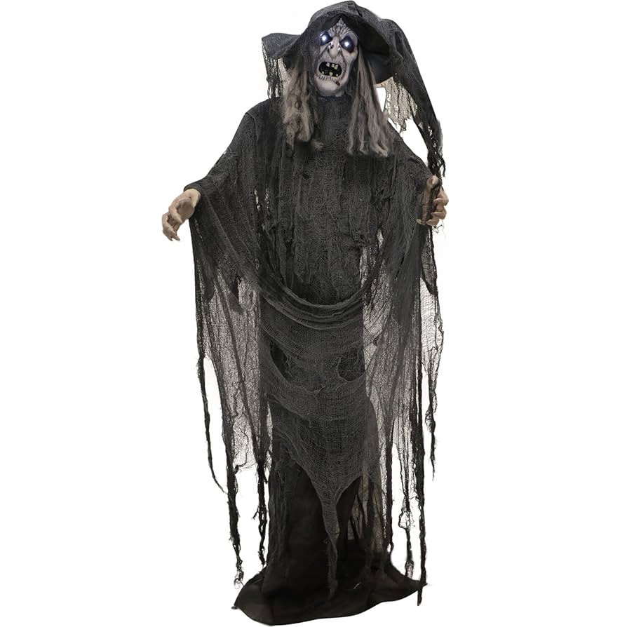Haunted Hill Farm Life-Size Animatronic Scary Talking Witch with Touch Activated Lights and Sound... | Amazon (US)
