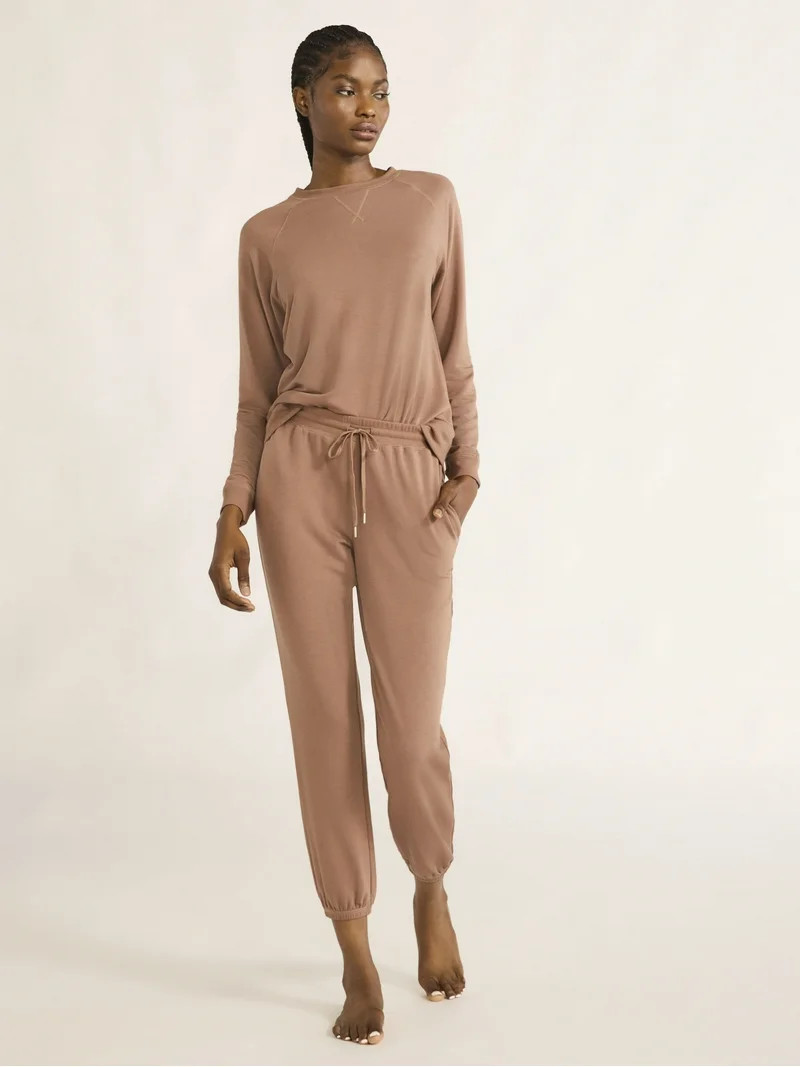 Joyspun Women's and Women’s Plus French Terry Sweatshirt and Joggers Set, 2-Piece, Sizes XS to ... | Walmart (US)