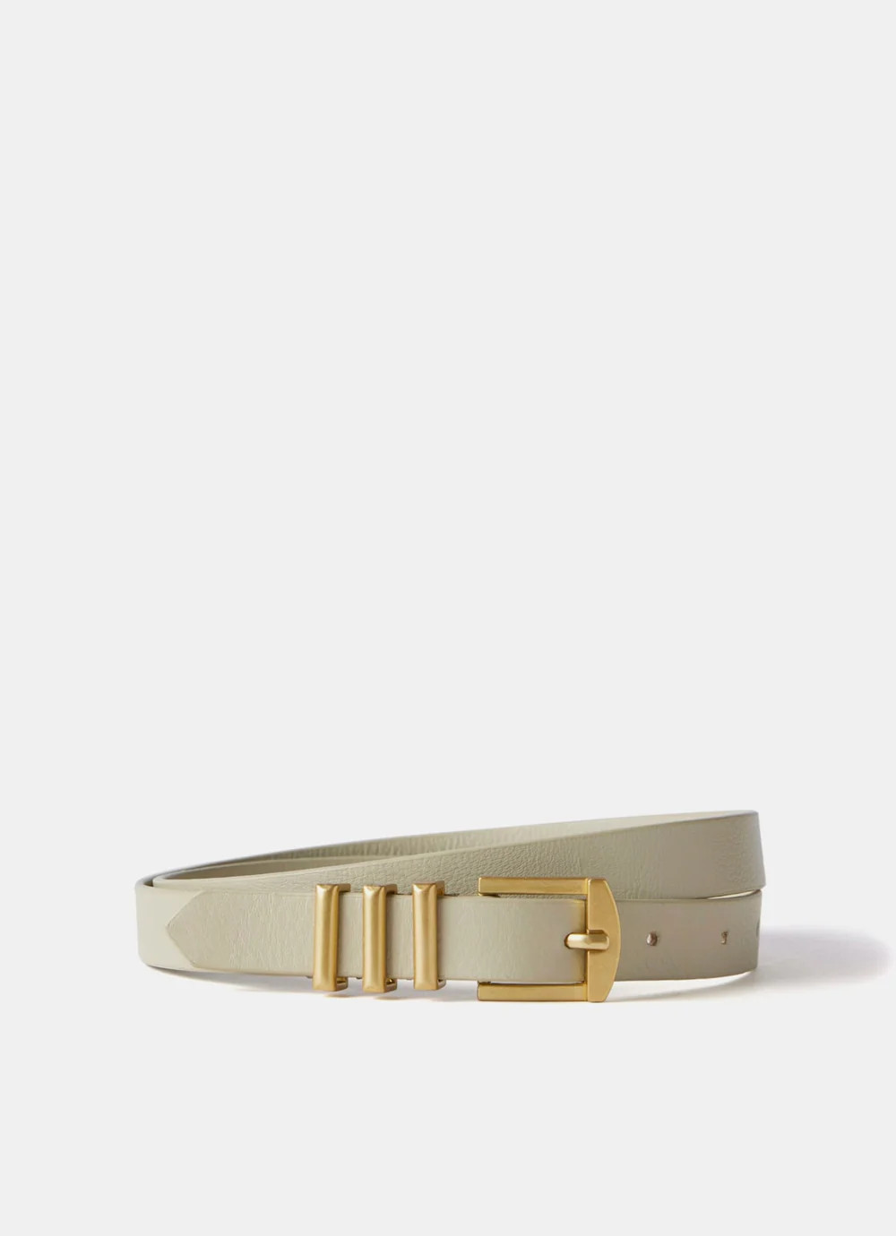 Sage Green Leather Belt | Mint Velvet
