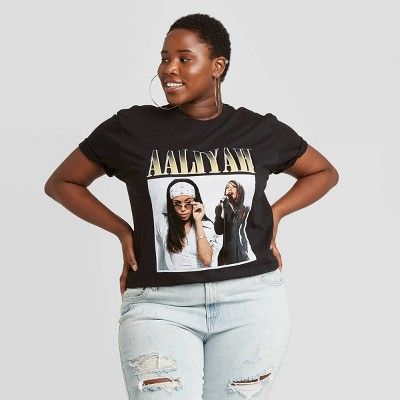 Women's Aaliyah Boyfriend Short Sleeve Graphic T-Shirt - Black | Target