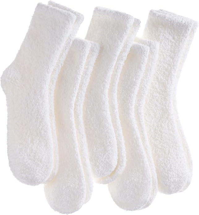 CHOWISH Womens Fuzzy Slipper Socks Super Soft Microfiber Fluffy Cozy Winter Warm Fuzzy Crew Socks | Amazon (US)