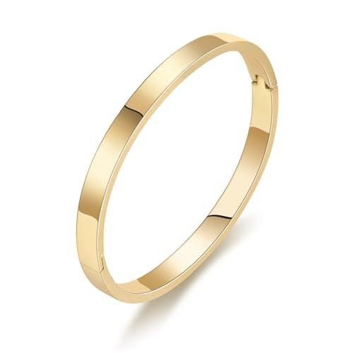 PDWZNBA 18K Gold-Plated Love Friendship Bracelets Trendy Stainless Steel Bangle Jewelry Gifts for Women | Amazon (US)