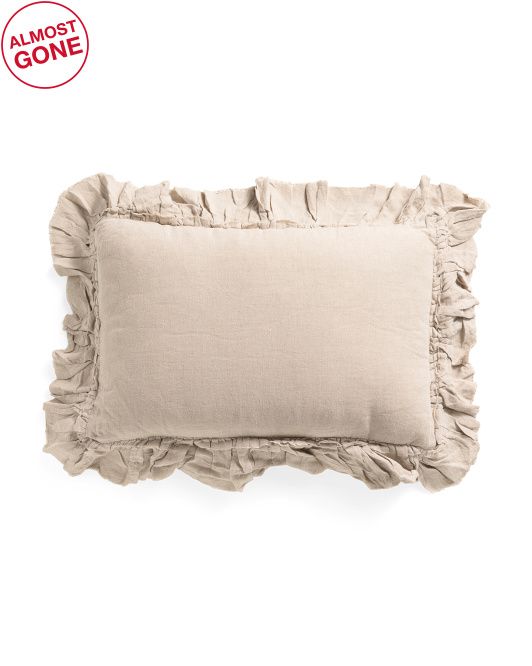 16x24 Linen Ruffle Edge Pillow | TJ Maxx