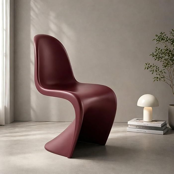 Ins Style Plastic Dining Chair,Stackable Modern Style Chairs (1, Wine Red) | Amazon (US)