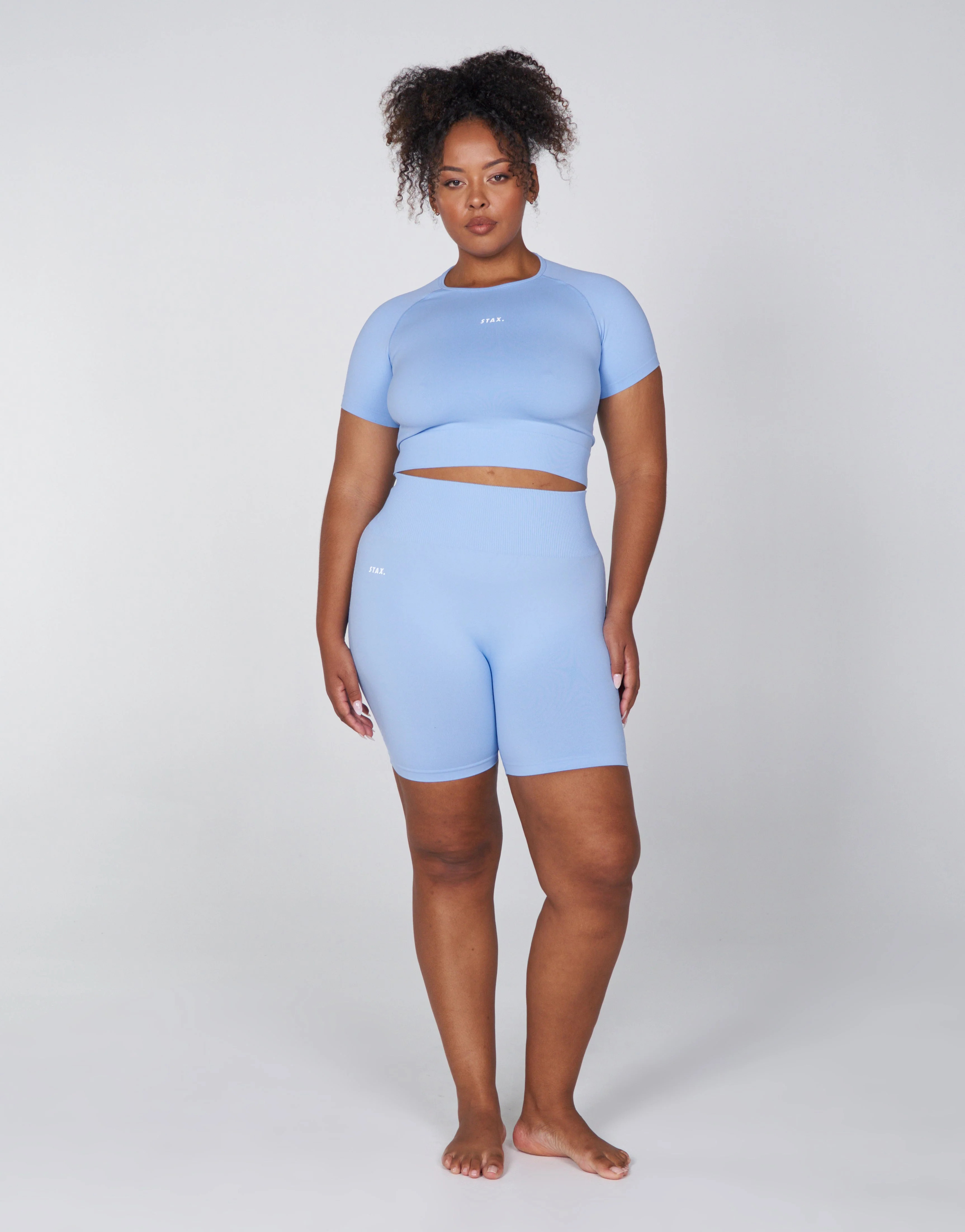 Premium Seamless Favourites Midi Bike Shorts - Baby Blue | STAX.