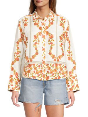 Saks Fifth Avenue 100% Linen Bell-Sleeve Button-Down Shirt on SALE | Saks OFF 5TH | Saks Fifth Avenue OFF 5TH