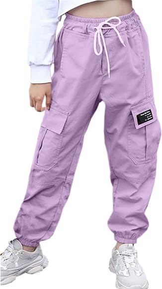AOWKULAE Girls & Women‘s Casual Cargo Jogger Pants, 6 Years - Women 3XL | Amazon (US)