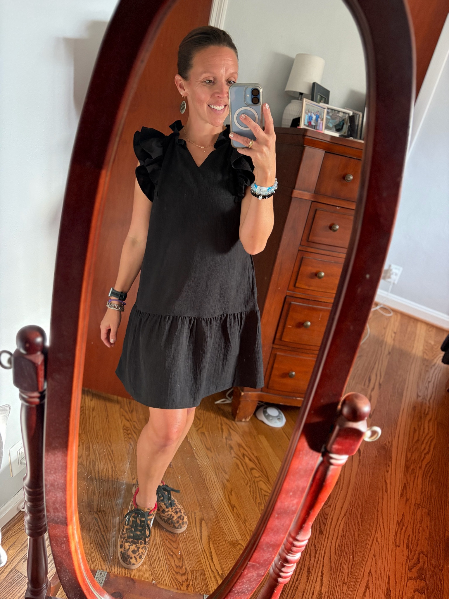 I don’t usually wear tennis shoes with dresses, but I was going to be standing all day long so I switched my typical look up. This dress is a fave and I find myself wearing it as much as I can! 


#dress #falldress #tennisshoes #leopardshoes #leopardprint #amazon @Quince @Etsy