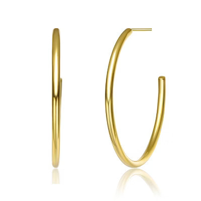 Guili Golden Luxe 14K Gold Plated Large Open Hoop Earrings, the Perfect Fusion of Classic and Contemporary Elegance to Match Any Stylish Attire | Target