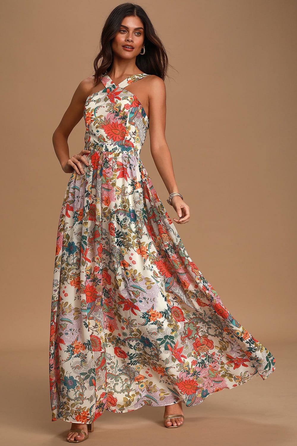 Lilja Cream Floral Print Maxi Dress | Lulus (US)